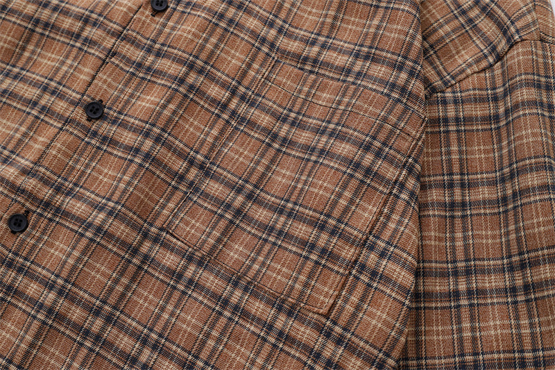 簡約格子長袖襯衫