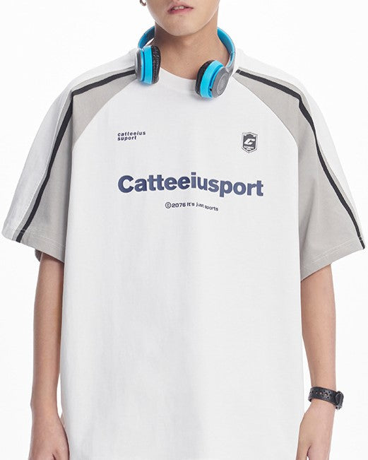 Colorblocked round neck short sleeves