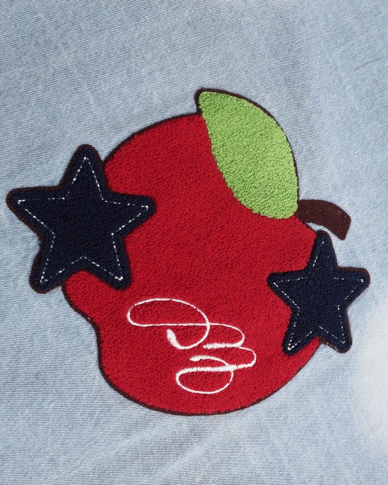 撞色蘋果刺綉衛衣