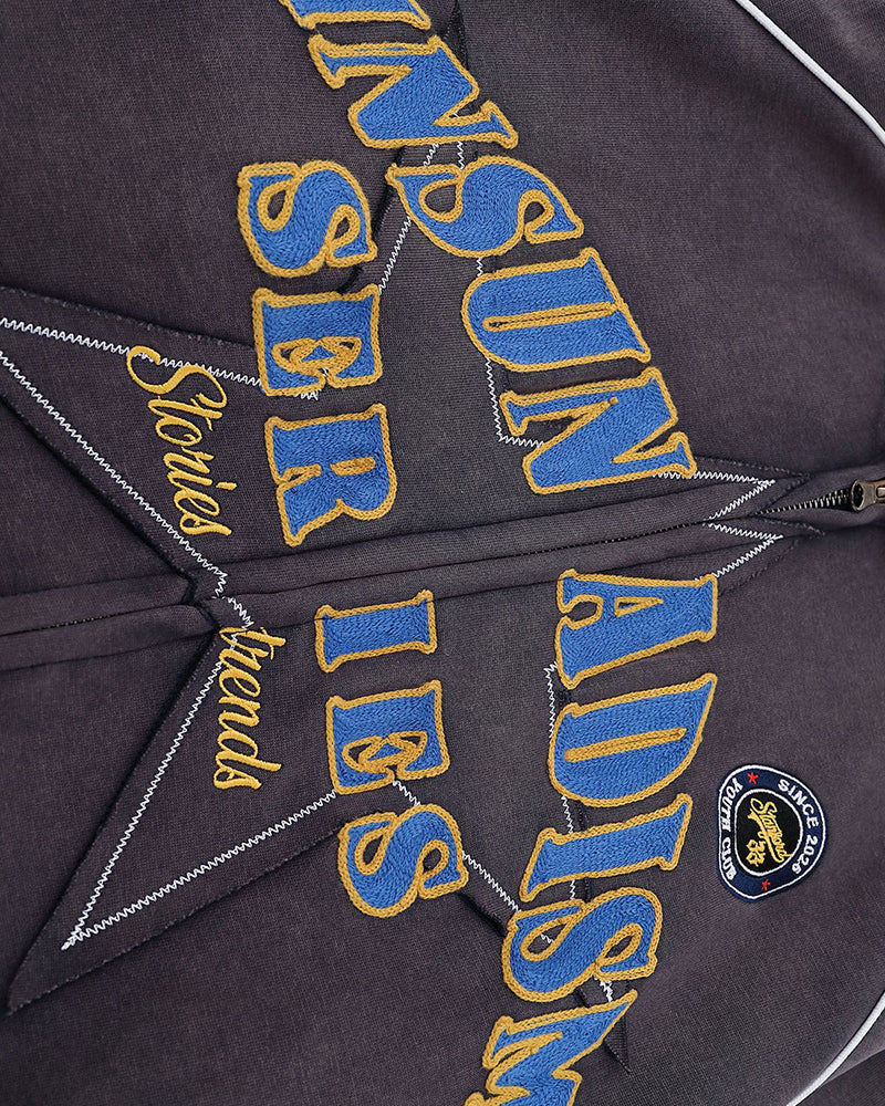 Distressed Star Hooded Sweatshirt Jacket