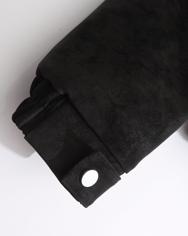 Retro-style short coat with fur collar