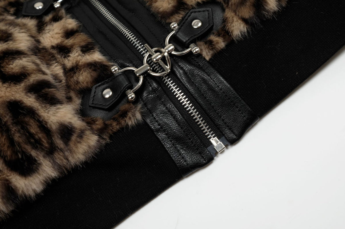 Vintage leopard print cotton hooded jacket