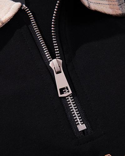 復古字母半拉鏈短袖