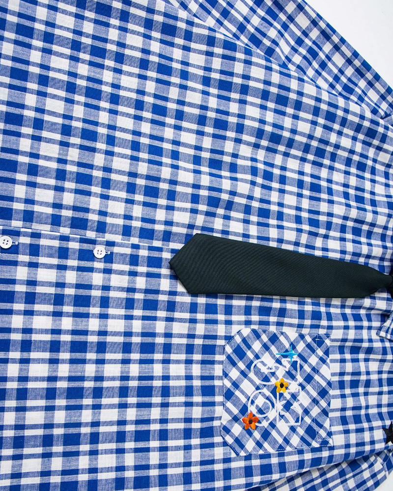 Retro casual plaid long-sleeved shirt