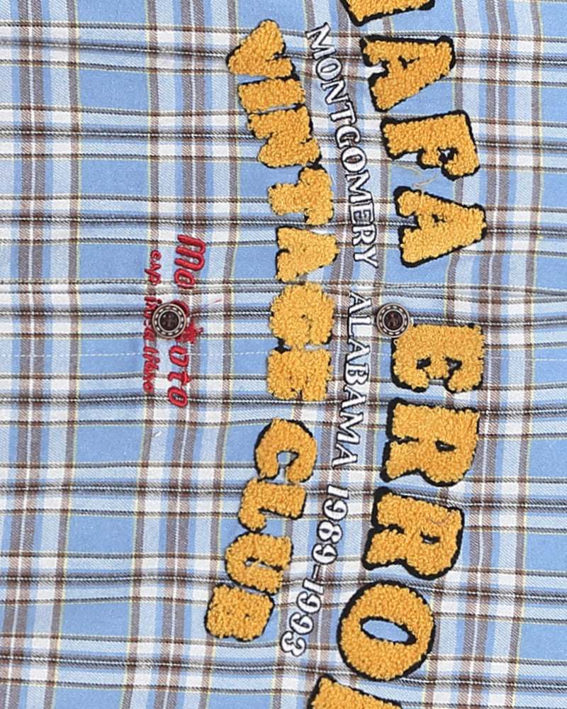 컬러블록 플레드 자수 셔츠