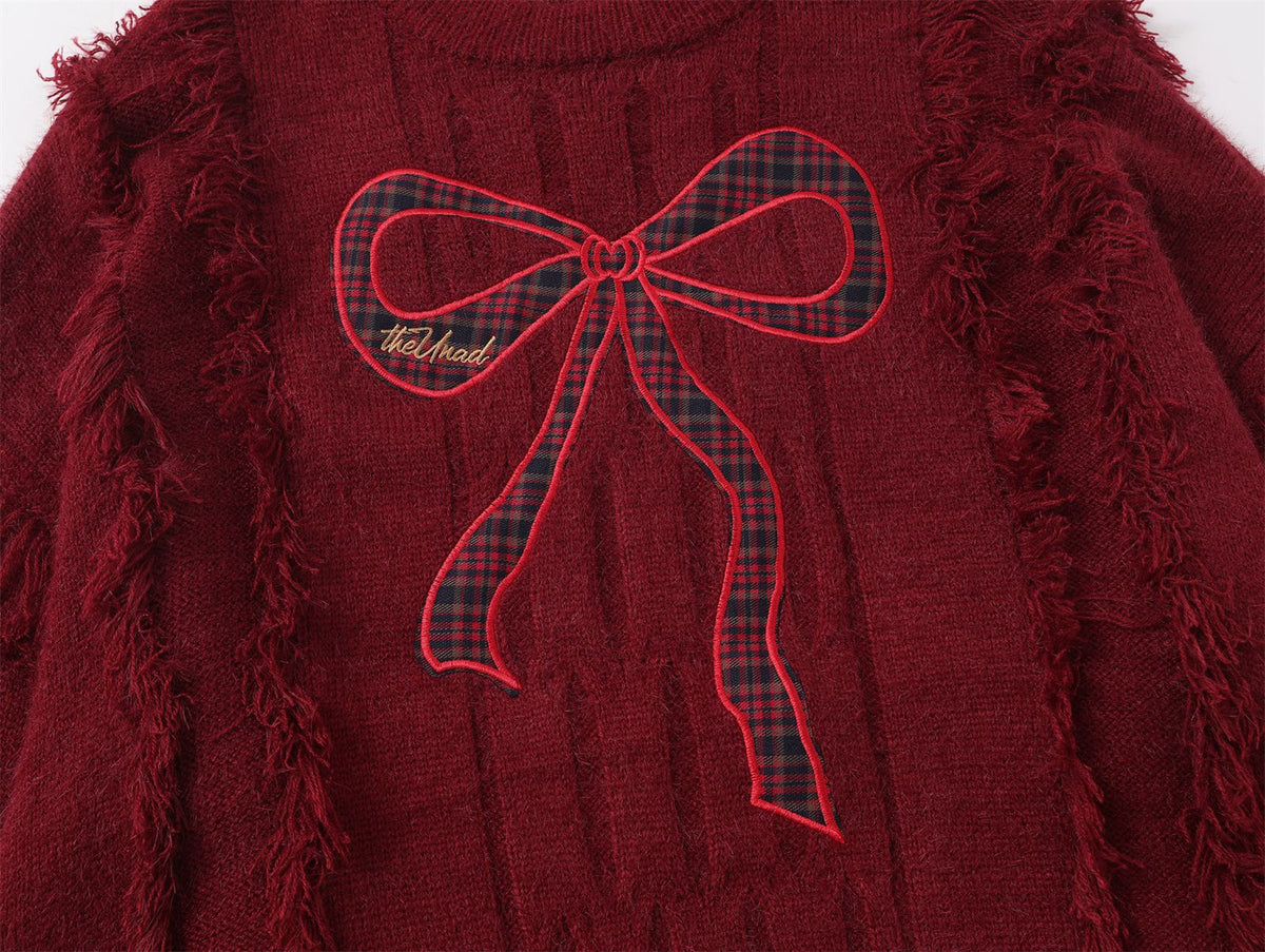 Vintage Butterfly Tassel Crew Neck Sweater