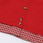 復古短款拼接開衫毛衣