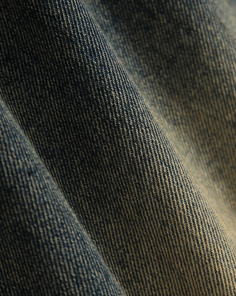 Fake two-piece patchwork cropped jeans