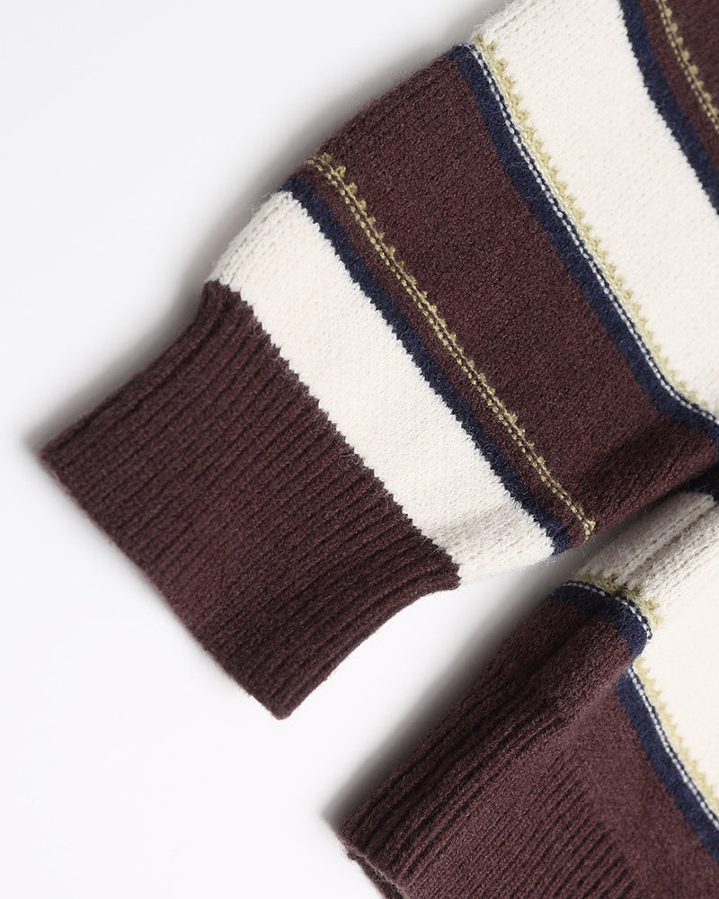 embroidered striped crew neck sweater