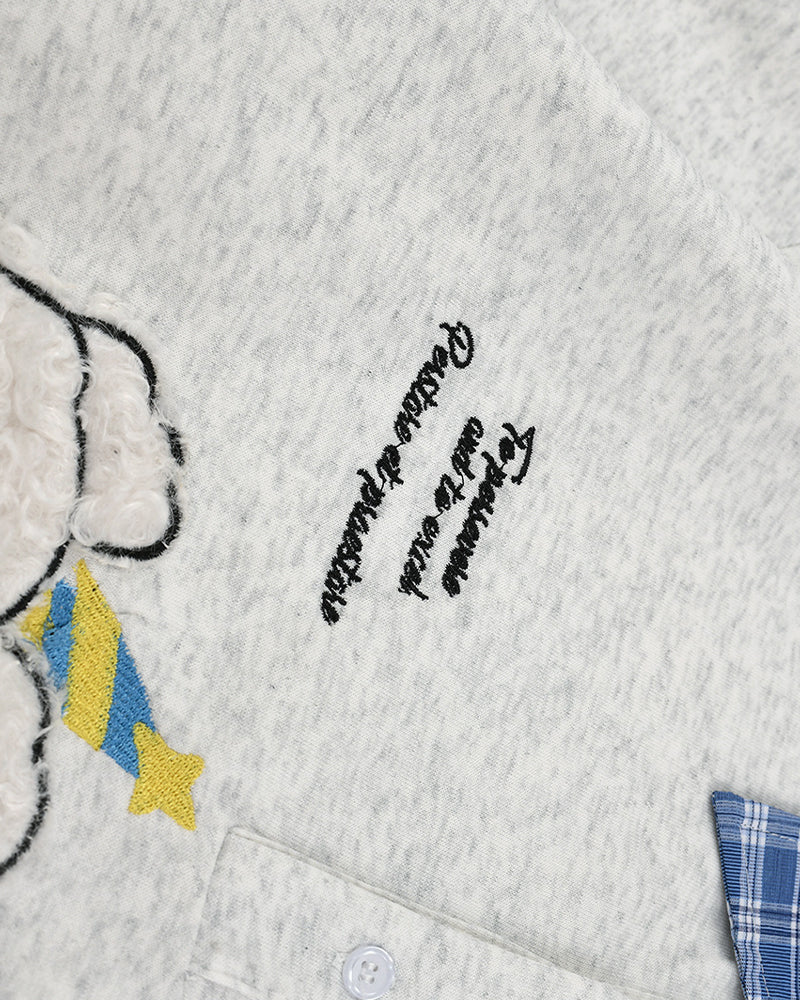 毛絨小狗假兩件polo衛衣