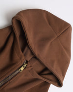 Embroidered zip-up hooded sweatshirt jacket