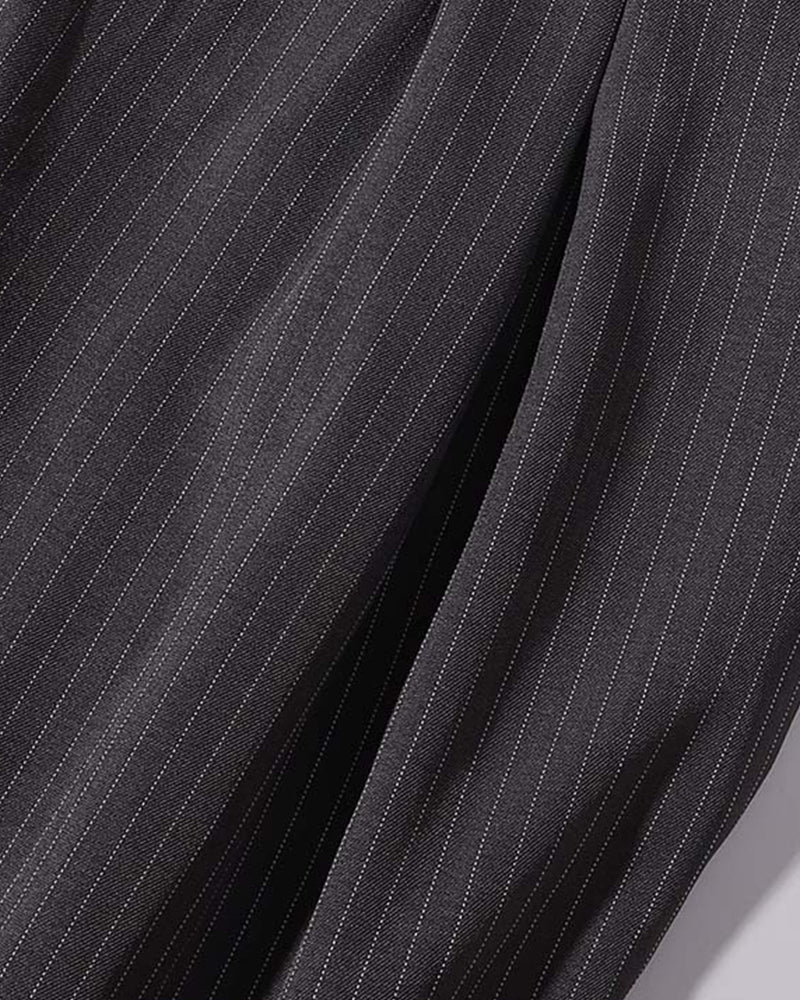 Embroidered striped trousers