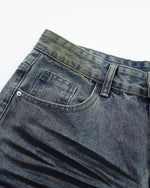Distressed straight jeans