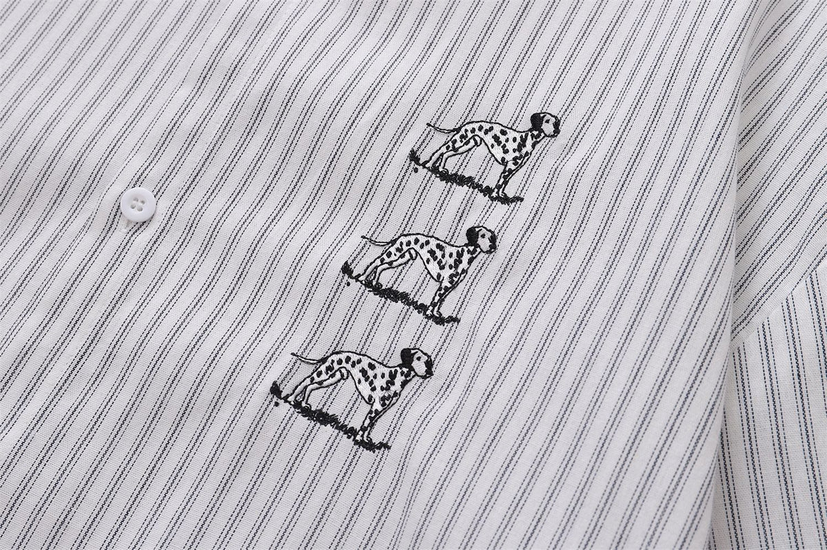 復古趣味斑點狗長袖襯衫