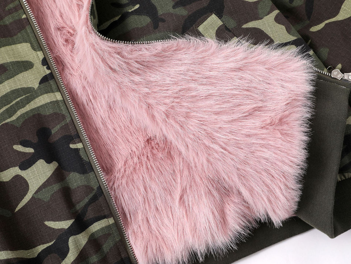 Retro reversible hooded cotton jacket