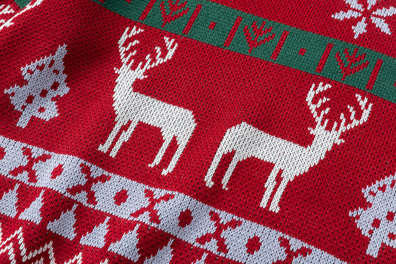 復古情侶聖誕拼色毛衣