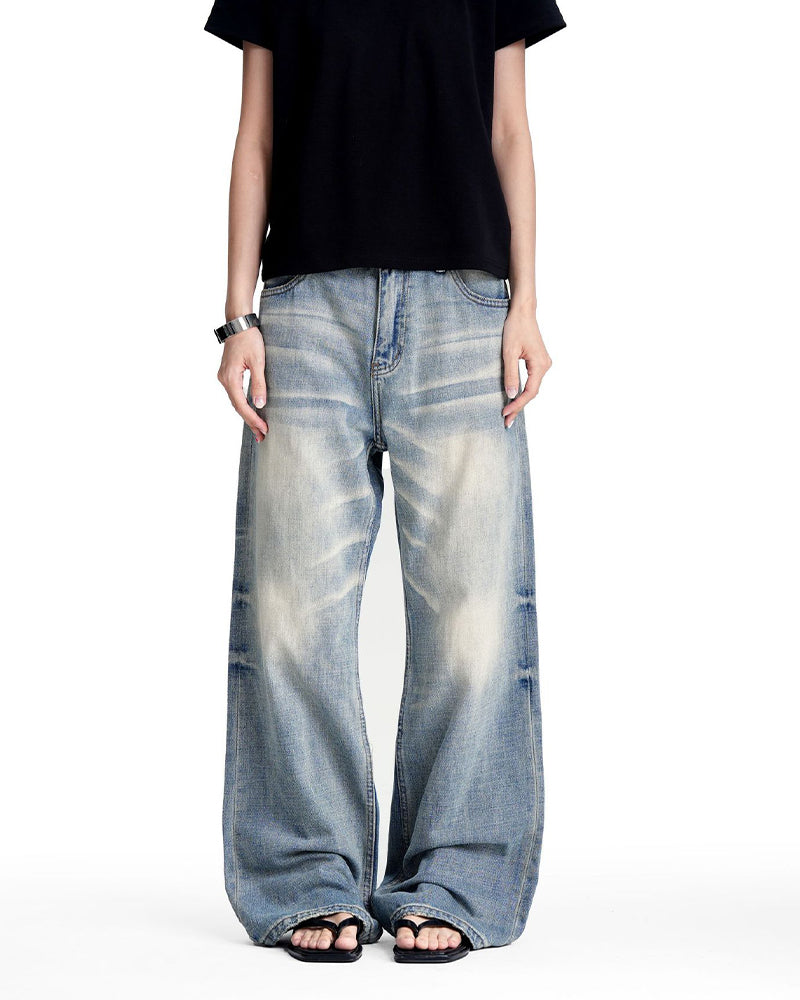 Retro washed denim jeans