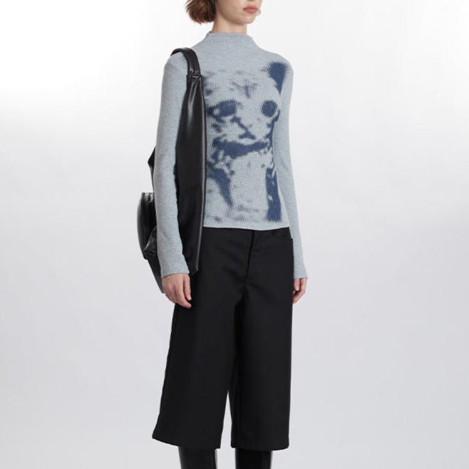 Retro cat print top (women's style)