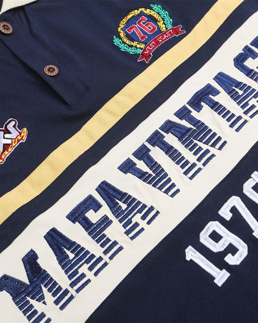 Contrast color lettering short sleeve shirt