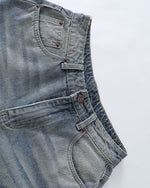 워시드 패널 데님 반바지