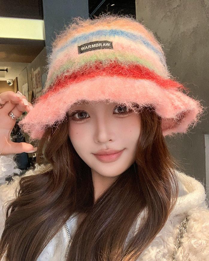 復古彩虹條紋百搭帽