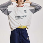 Retro patchwork round neck long sleeves