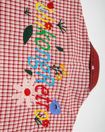 刺綉撞色短袖襯衫