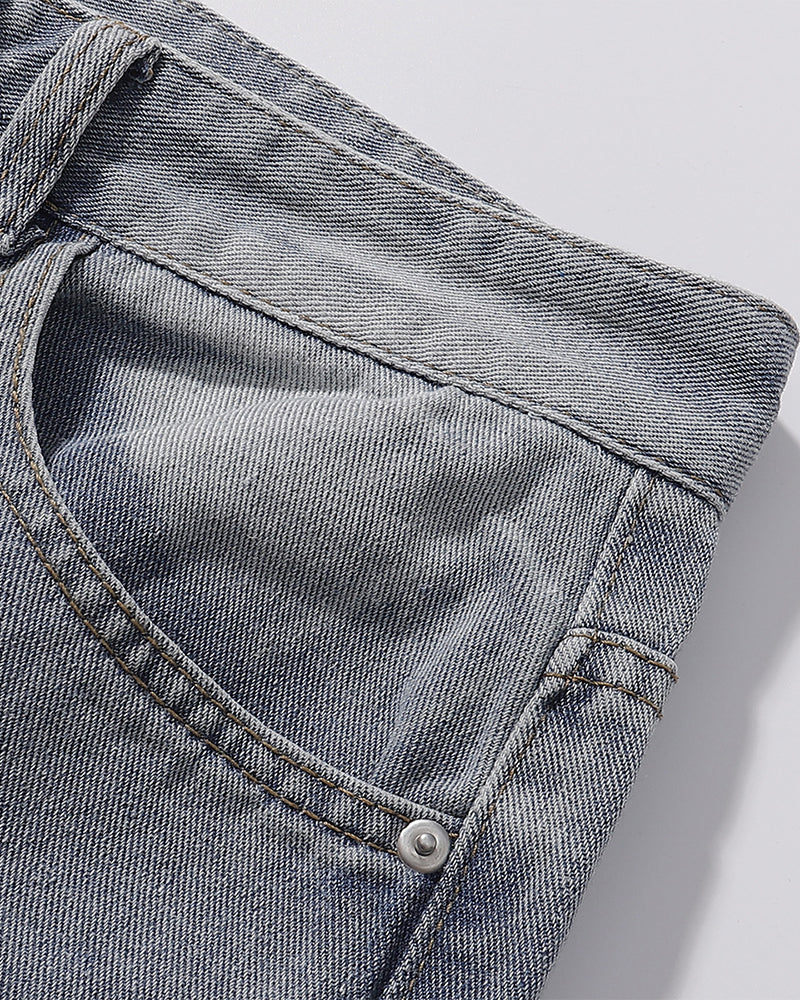 Raw edge straight cropped shorts