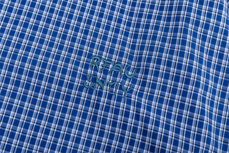 레트로 루즈 블루 체크 무늬 셔츠