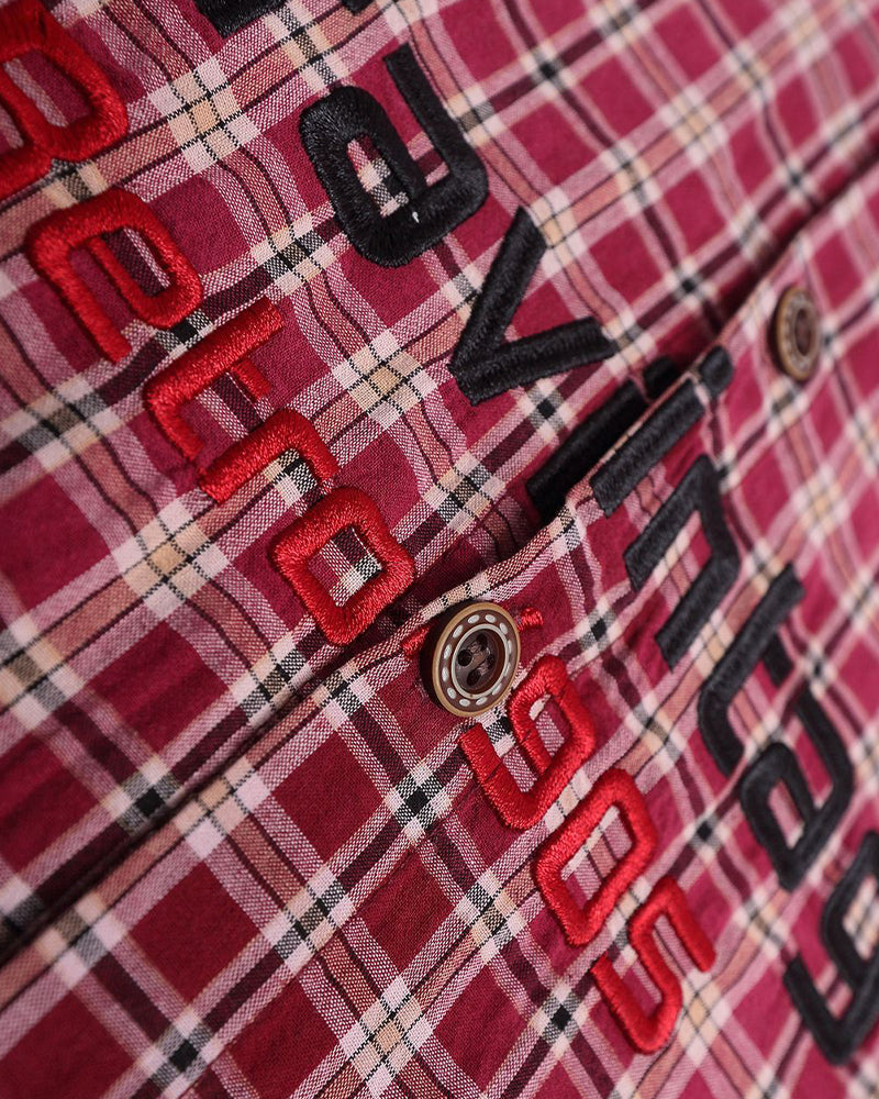 Gradient plaid short-sleeved shirt