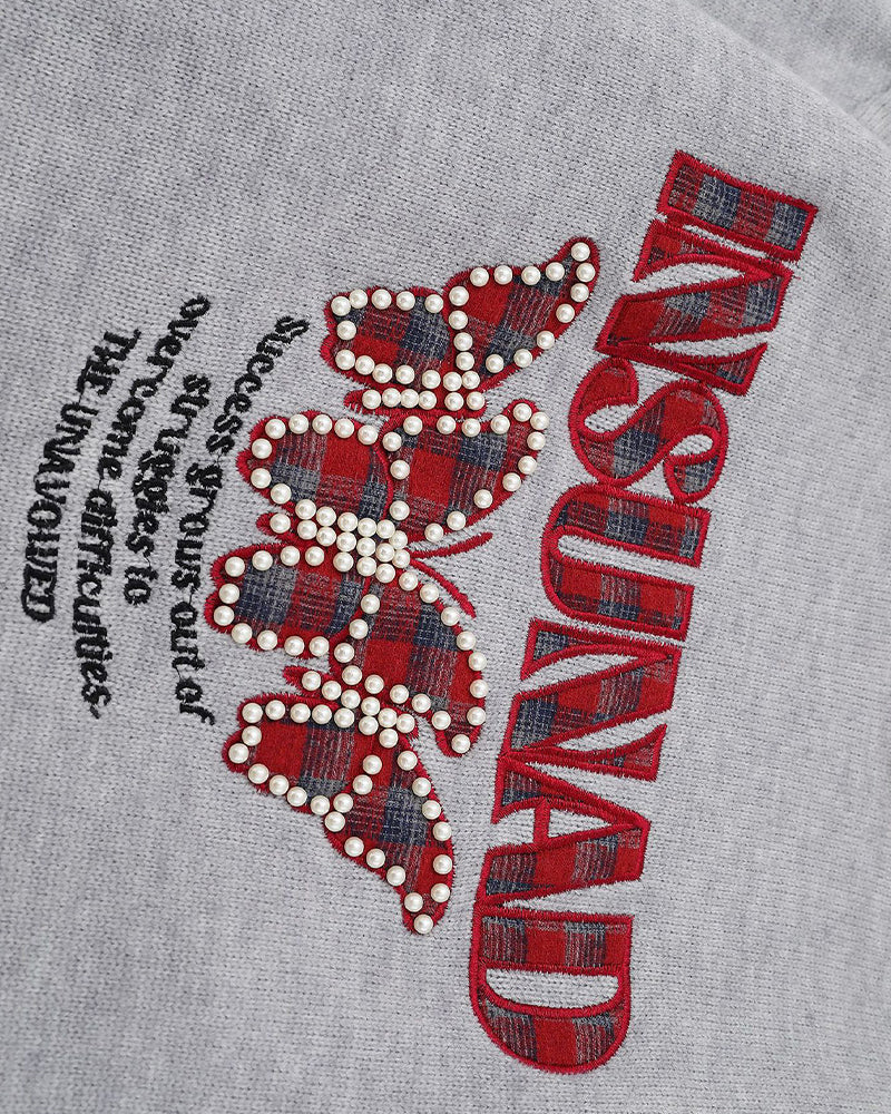 Contrast Butterfly Pullover Sweater