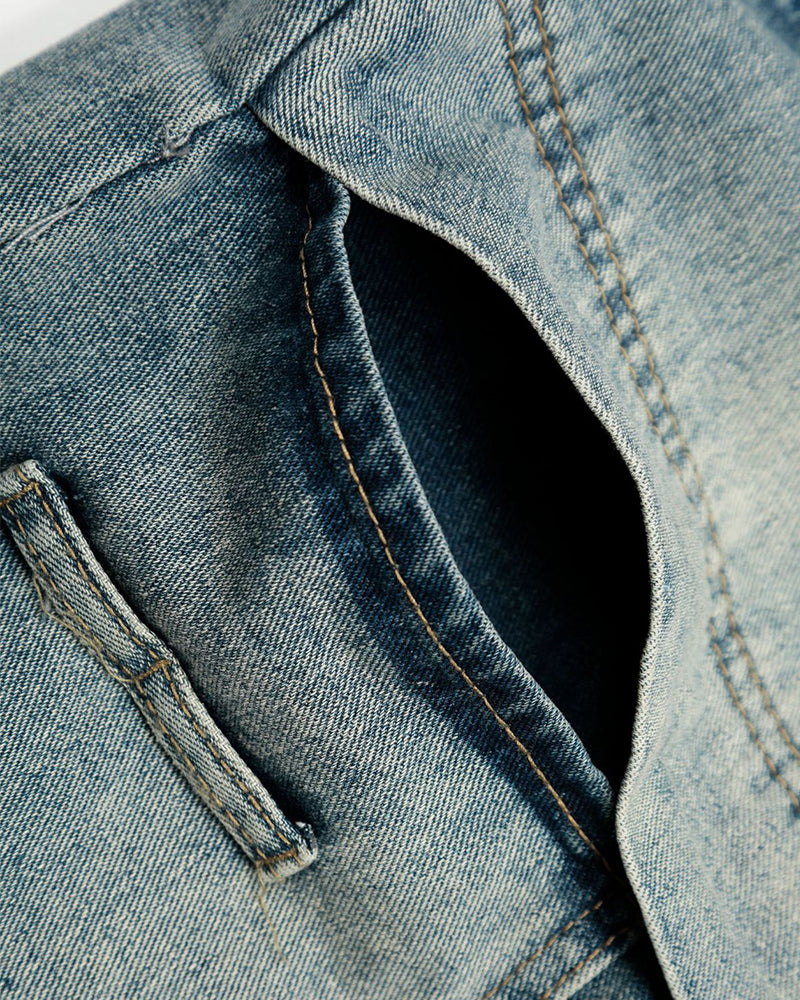 復古個性牛仔長褲