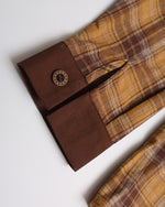 Retro contrast plaid long sleeve shirt