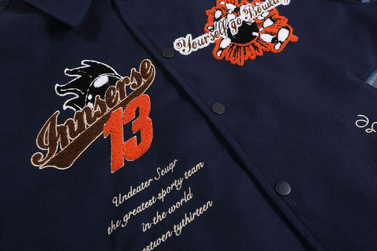 Spliced fun cartoon lapel baseball uniform