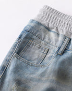 Patchwork ripped jeans