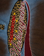 Distressed embroidered denim short-sleeved shirt