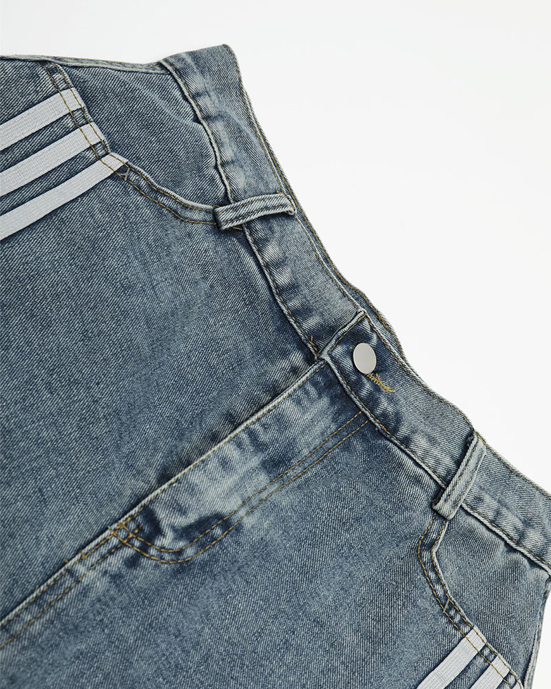 Vintage Washed Cropped Denim Shorts