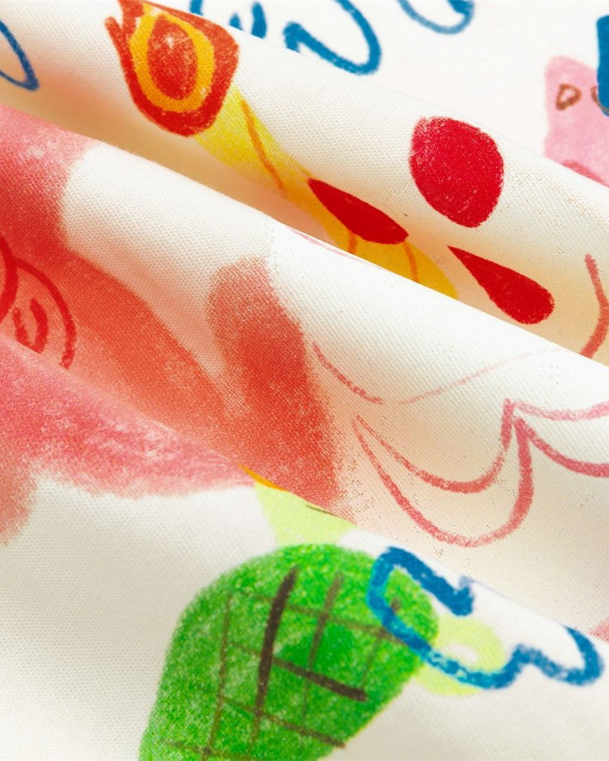 귀여운 컬러블록 프린트 반팔