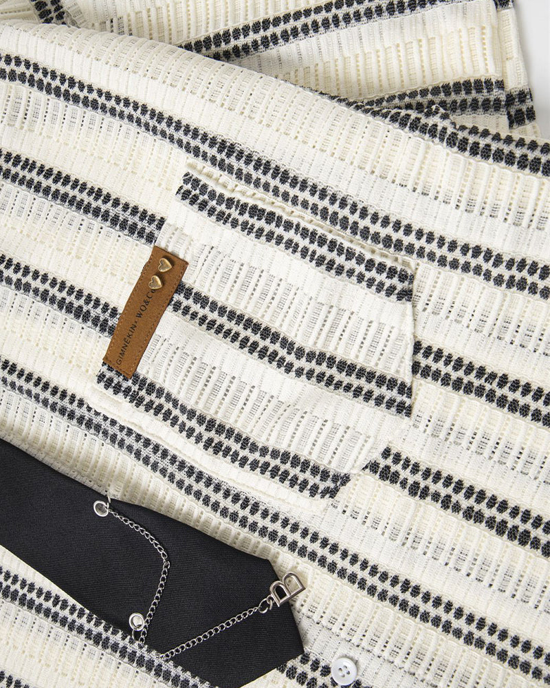 Striped Tie Short Sleeve Shirt