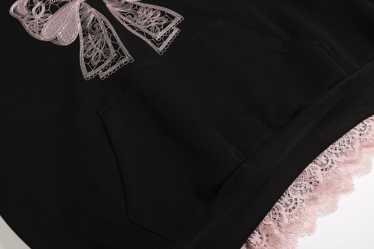 Retro lace hooded sweatshirt