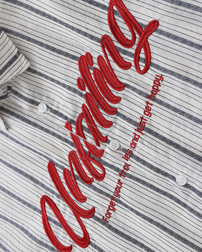 Striped letter long-sleeved shirt