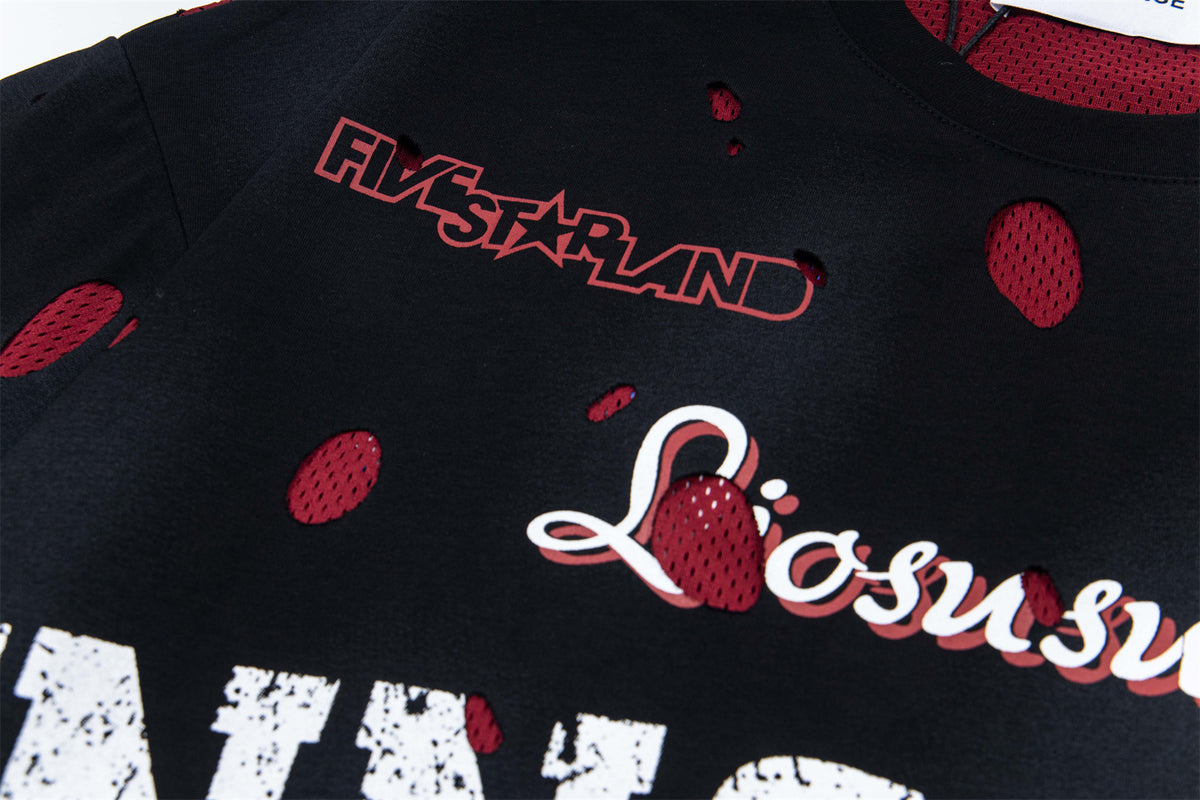 찢어진 통기성 가짜 투피스 저지