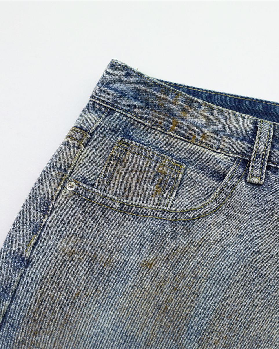 休閑直筒牛仔褲