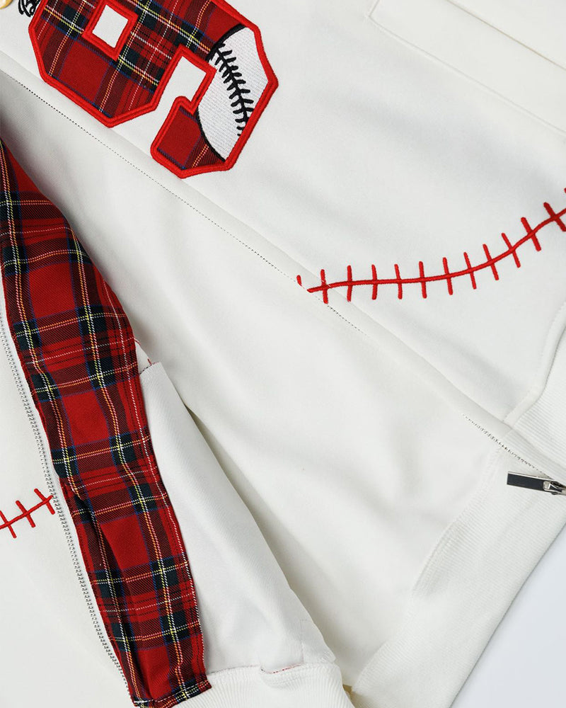 plaid panel hooded jacket