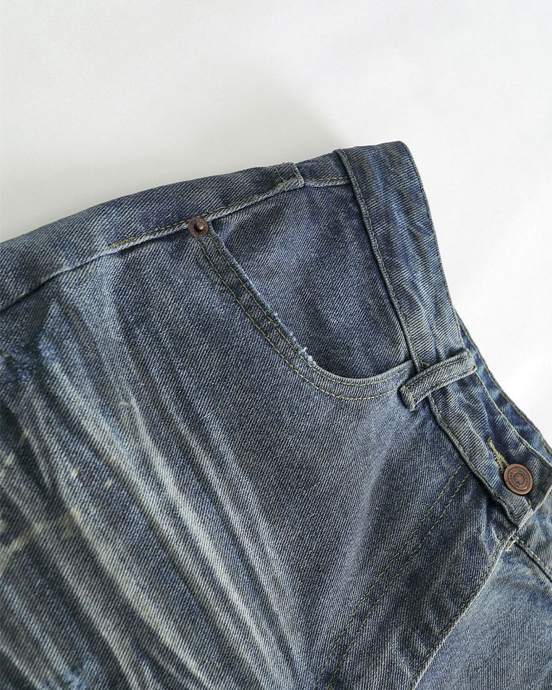 Vintage distressed straight jeans