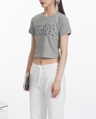 Letter embroidered short sleeves