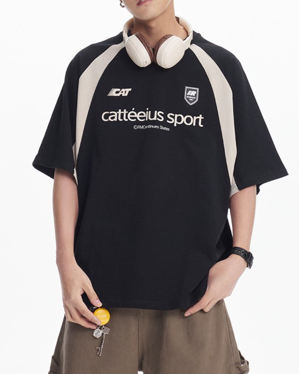 Colorblocked round neck short sleeves