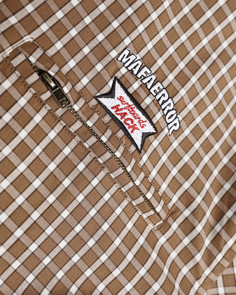 撞色拼接格子外套