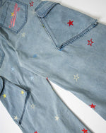 Washed leopard print jeans