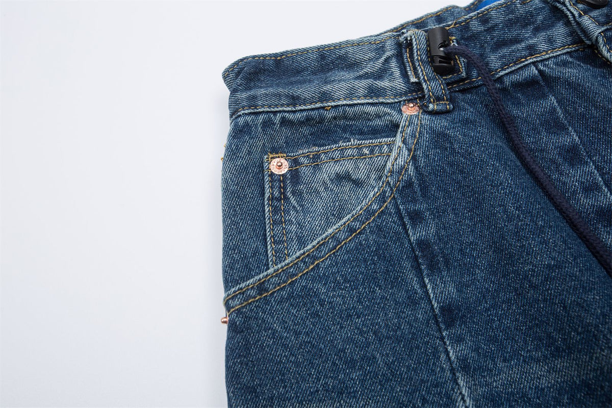 復古水洗牛仔長褲